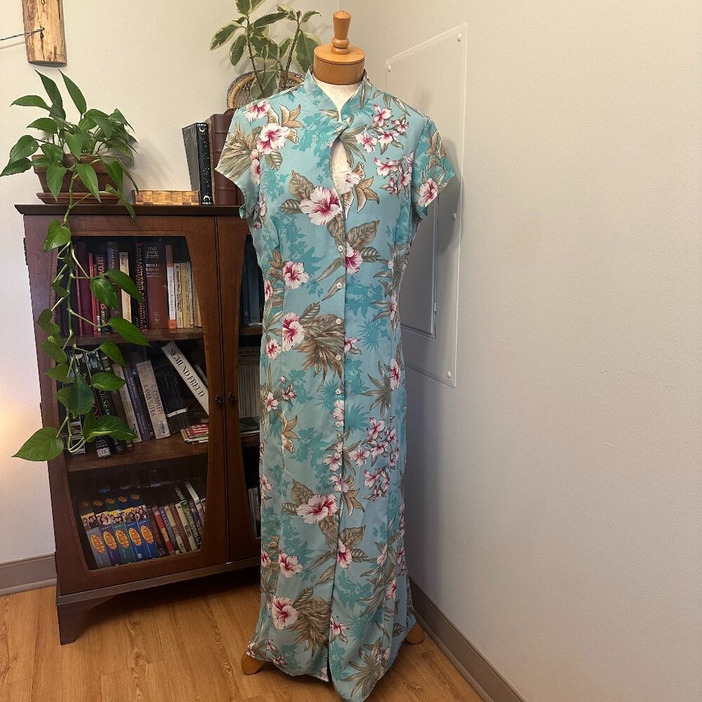 Vintage Tropical Mandarin Collar Floral Dress/Cheongsam